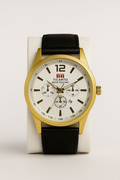 essentialneedsforall Ticarto Water Resistant Genuine Leather Watch