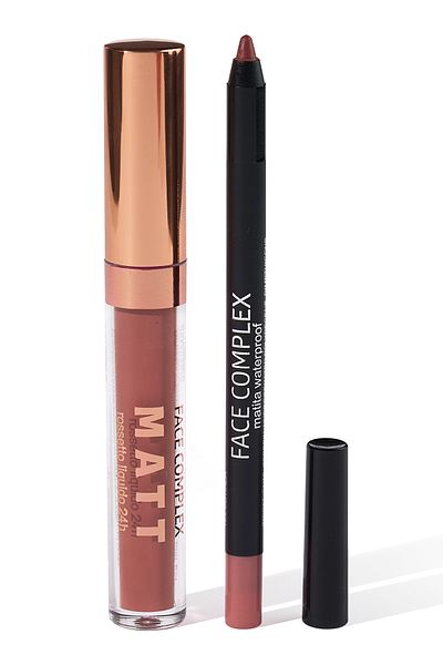FACE COMPLEX Lip Set Lip Liner 24h Lip Tint Box Set Ruj Lichid Creion De Buze Rezistent 24 H No.09 - Italia