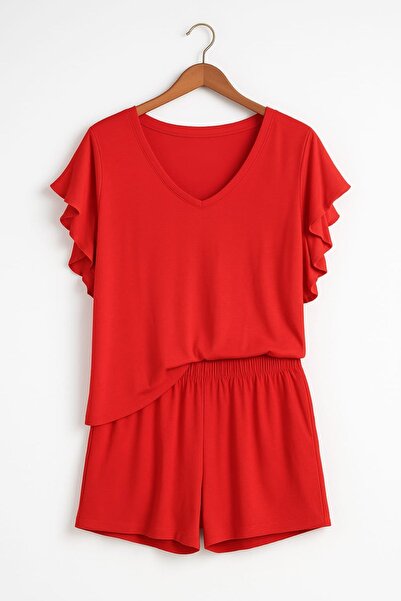 enmodaiçgiyim 100% Cotton Viscose Women's Shorts Pajama Set - Comfortable Fit and Stylish