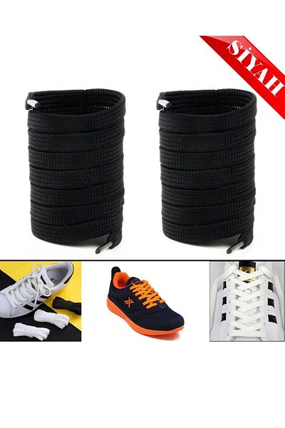 AiryFooT Shoelaces 150 cm Flat Sports Shoelaces Black 1 Pair