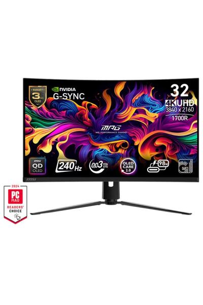 MSI 31.5" QD-OLED Gaming Monitor 4K UHD, Curved, 240Hz, 0.03ms, HDMI/DP, Black