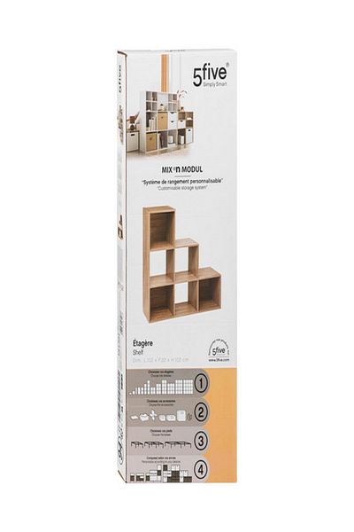 Five Simply Smart 6-Compartment Mix N Modul Wooden Stair Storage Shelf