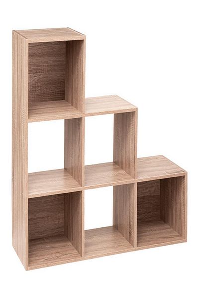 Five Simply Smart 6-Compartment Mix N Modul Wooden Stair Storage Shelf