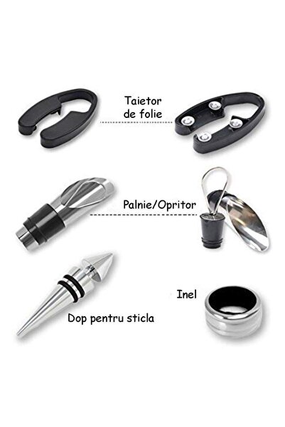 SIKS Gift Set, Wine Accessories, 6 Pieces Included, Wine Bottle Packaging, Black