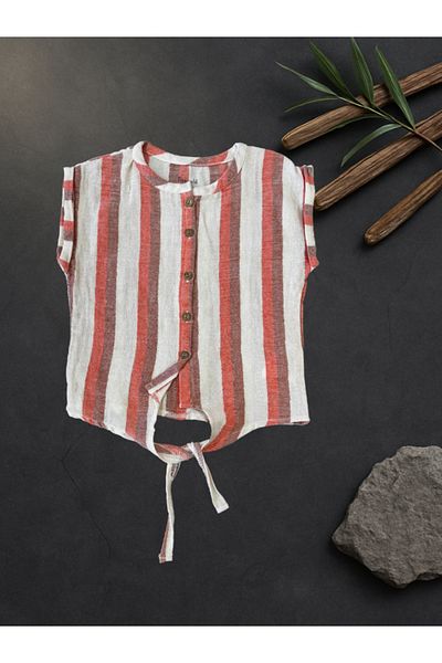Rhythm Clothing Miniworld Stripe Pattern, Full Cotton, Muslin Fabric, Shorts Girl's Bottom-Top Set