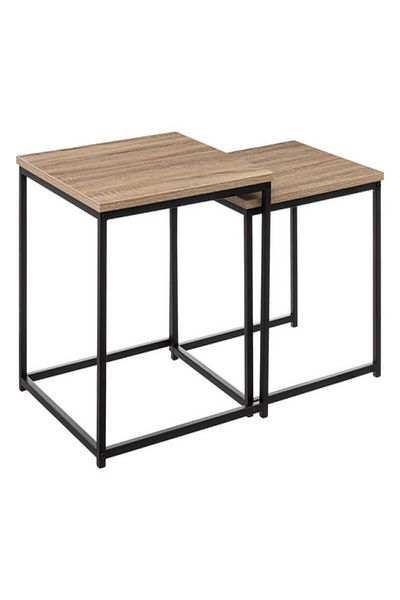 Five Simply Smart 2-Piece Aliaj Natural Oak Effect Nesting Table Set