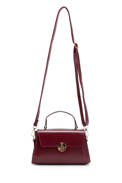 minebag Long Strap Faux Leather Women's Crossbody Bag Lenora Claret Red