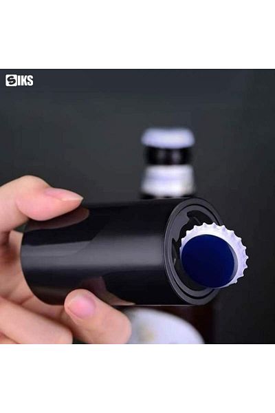 SIKS Automatic Bottle Cap Opener For Beer, Juice, Magnetic, Portable, Black