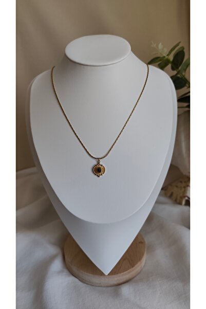 miyesa stainless steel çelik kaplangözü taşlı etnik kolye