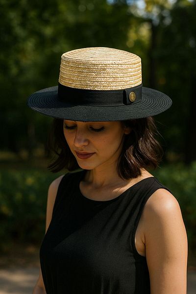 LAGRANZE Summer Women's Straw Hat with Band Detail