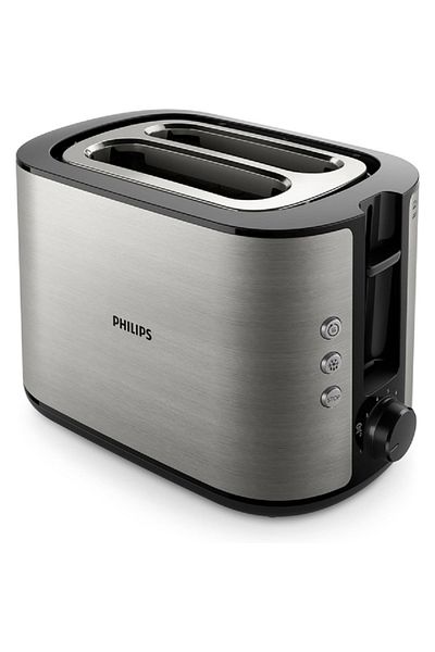 Philips 950W Viva Collection 2-Slice Toaster Silver and Black