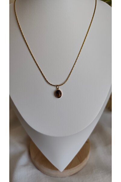 miyesa stainless steel çelik kaplangözü taşlı kolye