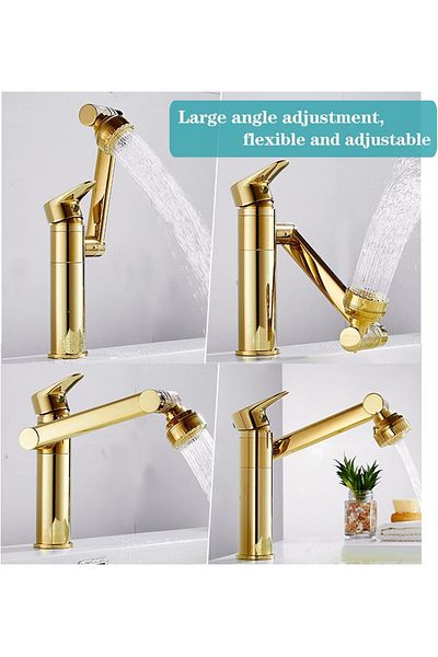 KANA Bathroom Sink Faucet with 1080 Degree Rotational Design, Dual Water Flow Modes (Chrome)
