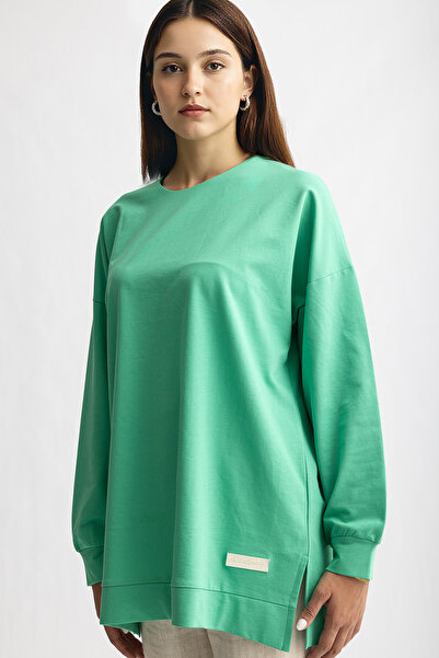 Suede Style 5415 -2 Thread Thin Comfortable, Basic Plain Women's Long Sweatshirt