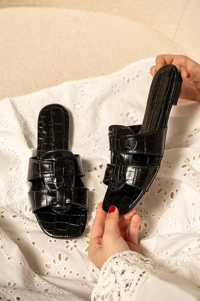LAMİNTA Γυναικείες παντόφλες Toffy Crocodile Leather