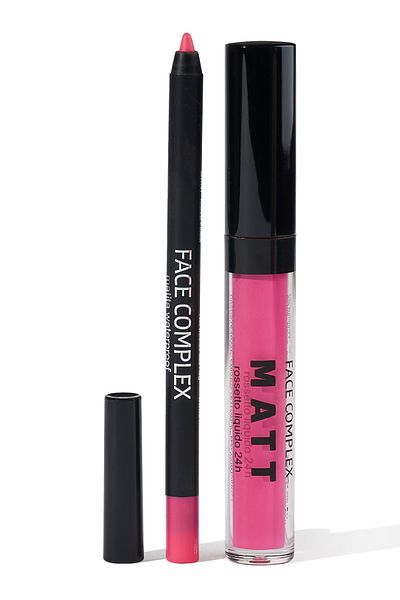 FACE COMPLEX Lip Tint & Waterproof Pencil, Set Ruj Lichid Creion De Buze Rezistent La Apă 24 H Kit 12 - Italia