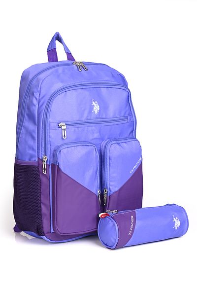 U.S. Polo Assn. SUA Polo Assn. Set de 2 ghiozdane – cu suport pentru stilou, cu mai multe compartimente, rucsac ergonomic violet