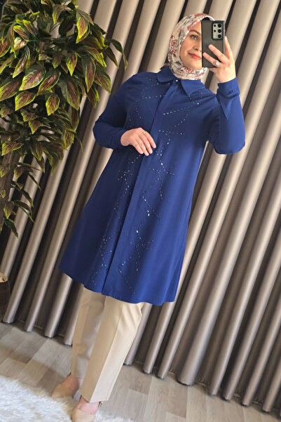 Elmas Tesettür Γυναικεία Ρούχα Μασούρι Πουκάμισο με πέτρες σε μεγάλο μέγεθος