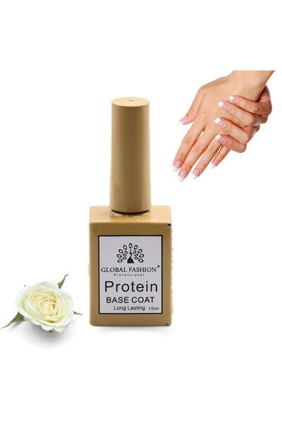 global fashion Protein Base Coat 15ml – Quick-Dry Gel Polish Strengthens Nails, Long-Lasting No-Chip Shine