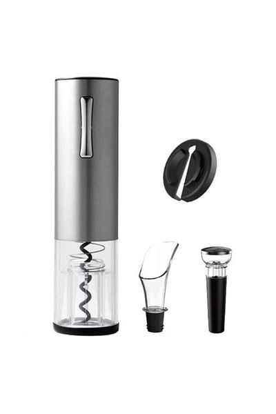 SIKS Electric Corkscrew Set For Wine With Accessories, Usb Cable, Stainless Steel/plastic, Silver