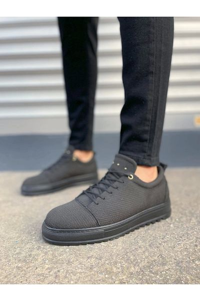 Joy Ayakkabı Jy152 Cool Lace-Up Linen Men's Casual Sports Classic Shoes Kst - Black