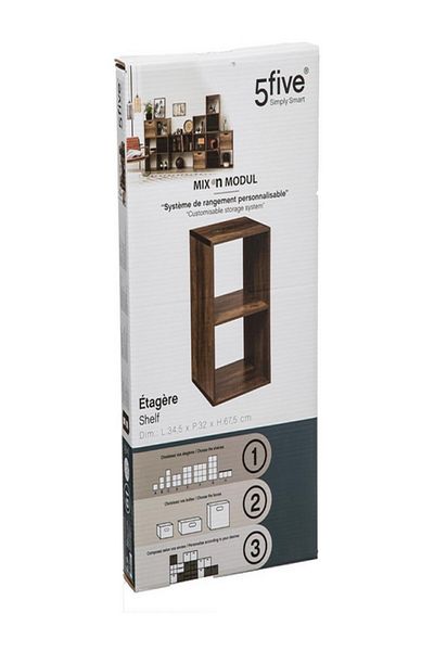Five Simply Smart 2-Compartment Mix N Modul Wooden Storage Shelf