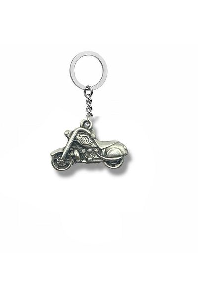 Herşey Nota Motorcycle Figured Keychain – Silver Color Biker Style Unisex Accessory