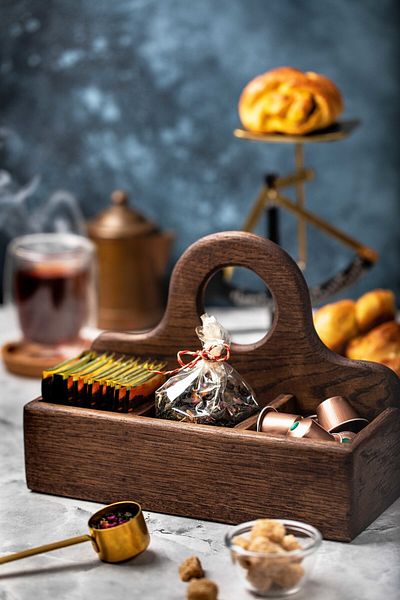 Esci Design Wooden Tea Bag Stand - Tea Bag Box - Multi-Purpose Organizer - Storage Box - Makeup Organizer