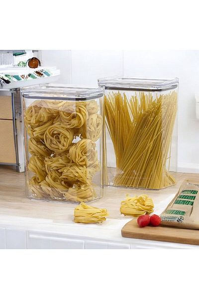 emdeco 2-Piece Vacuum Lid Acrylic Food Storage Jar Container/Box 3 Liter with Label Gift