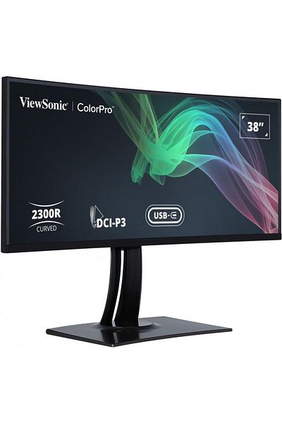 ViewSonic Monitor LED IPS curbat ViewSonic de 37,5", WQHD+, FreeSync, HDMI/DP, negru