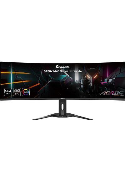 Gigabyte Monitor de gaming OLED Gigabyte de 49", DQHD, 144Hz, curbat, 0.03ms, HDMI/DP, negru