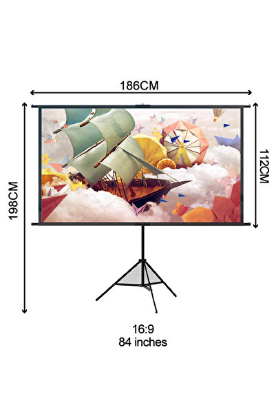 FlashHawk Portable Foldable Projection Screen - 2-in-1 84inch 16:9, With Tripod Stand and Carrying Bag