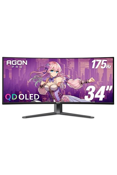 Aoc AGON PRO 34" Curved QD-OLED Gaming Monitor, 175Hz, 0.03ms, WQHD - Black/Grey