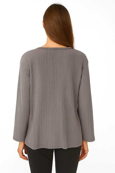gigigiyim Twist Detailed Ribbed Mother Combed Cotton Blouse Gray