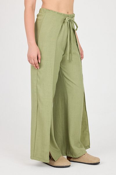 Ceylen Linen Shalwar Trousers with Tie Detail and Slits