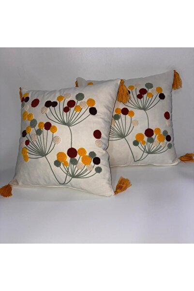 Nils Aksesuar Official وسادة ريترو بلوم مكونة من قطعتين من قماش الكتان مقاس 4...