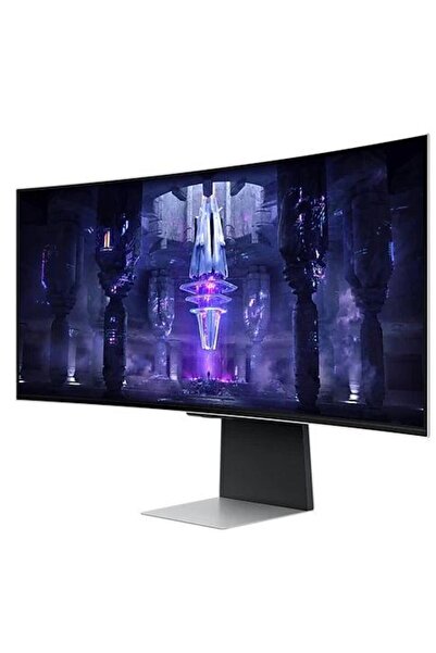 Samsung Monitor de gaming curbat OLED de 34", UWQHD, 175Hz, 0,1ms, FreeSync, argintiu