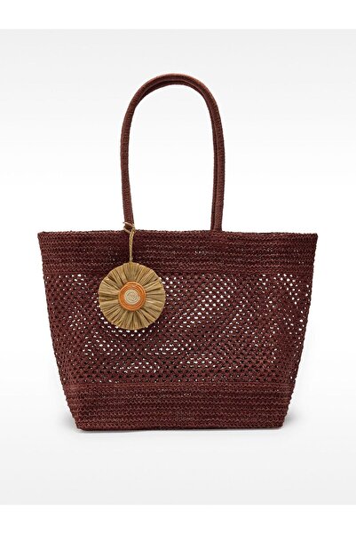 PARFOIS Hasır Efektli Charm'lı Shopper Çanta