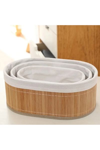 Flash Bazaar 3-Piece Bamboo Oval Basket / Multi-Purpose Bamboo Basket Set