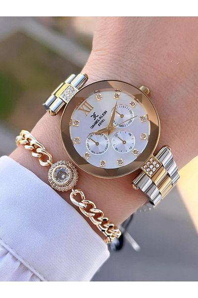 Daniel Klein Steel Cord 30 Mt Water Resistant Women Wrist Watch+Bracelet Byn.10728.M3