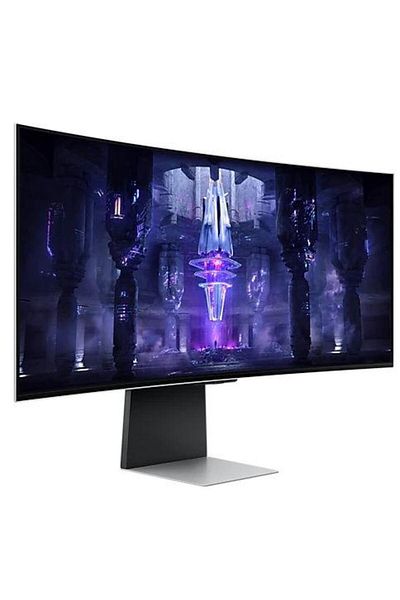 Samsung Monitor de gaming curbat OLED de 34", UWQHD, 175Hz, 0,1ms, FreeSync, argintiu