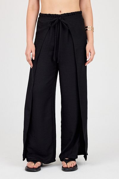 Ceylen Linen Shalwar Trousers with Tie Detail and Slits