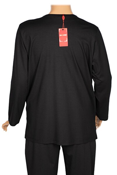 Hermevsim Hesna Women's Umut Battal Size Five Button Pocket Combed Cotton Black Jacket