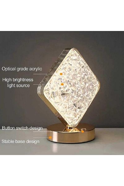 Generic Creative Square Table Lamp – 3D Printed LED Touch Night Light for Bedroom, Desk & Home Décor