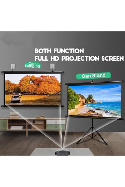 FlashHawk Updated Projector Screen with Stand 84 inch Indoor Outdoor Projector Screen 16:9, 4K HD