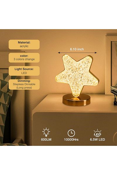 Generic Creative Star Table Lamp – 3D Printed LED Night Light with Touch & Color Control for Home Décor