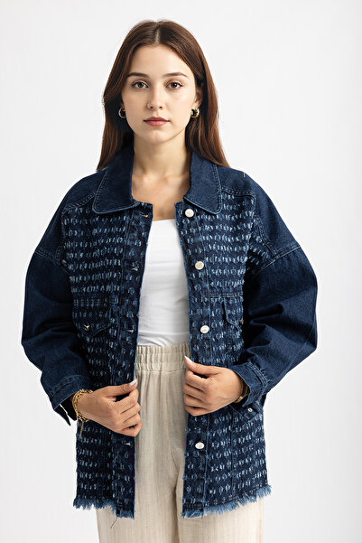 Suede Style 5525 - Jachetă de blugi pentru femei, confortabilă și elegantă, decorată manual