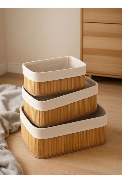 Flash Bazaar 3-Piece Bamboo Basket / Multi-Purpose Bamboo Basket Set