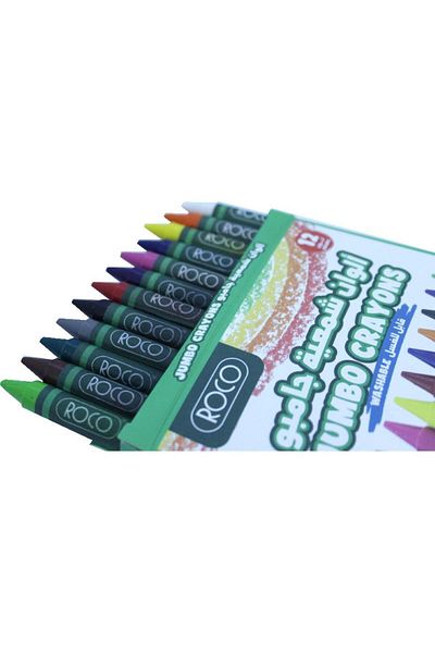 Roco Jumbo Wax Crayon Set – 12 Assorted Colors for Easy Grip and Bright Coloring