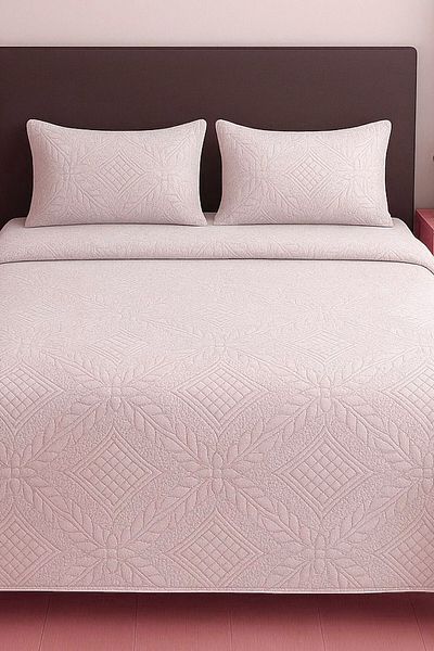 MixCotton Home Double Satin Cotton Quilted Reversible Bedspread with Bag and 2 Pillowcases